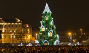 Huge crowds turned out for the lighting of the National Christmas tree in Vilnius, Lithuania
