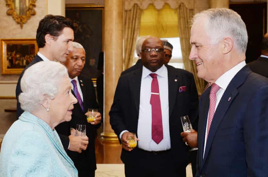 The Queen talking to Malcolm Turnbull at the Commonwealth heads of government meeting (CHOGM) in Malta.
