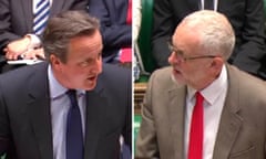 David Cameron and Jeremy Corbyn at PMQ.