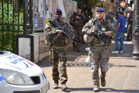 Soldiers on patrol in nice on polling day.