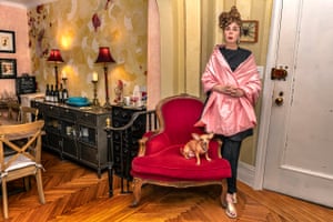 Suzanne Mallouk. Photographed with her dog Bella at her home on Central Park West on May 11, 2019.