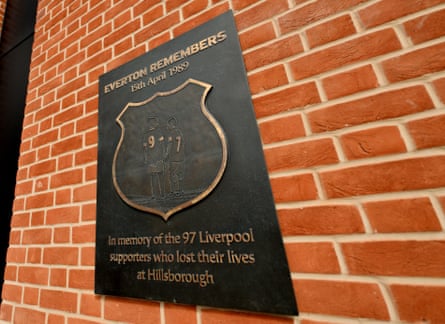 The plaque that Everton have unveiled as a permanent tribute at Hill Dickinson Stadium to the 97 Liverpool supporters who were unlawfully killed at Hillsborough.