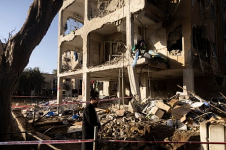 Bomb damage in Arad, Israel