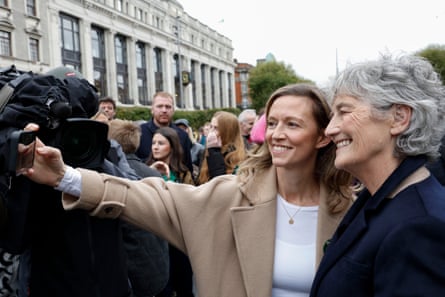 Holly Cairns takes a selfie with Catherine Connolly.