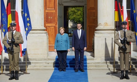 Merkel and Polish PM Mateusz Morawiecki in Warsaw