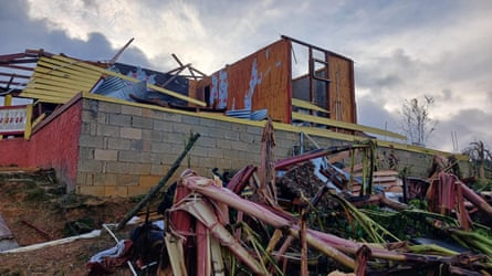 Debris surrounding what was once a family home