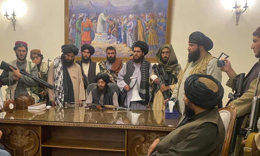 Taliban fighters take control of Afghan presidential palace after the Afghan President Ashraf Ghani fled the country
