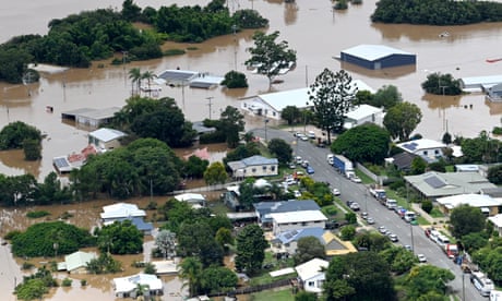 Floodwaters surrounding the town of Gympie on February 27.