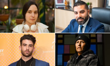 Composite image showing (clockwise from top left) Kseniia Petrova, Amir Makled, Jeanette Vizguerra, and YouTuber Hasan Piker