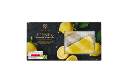 A pack of Co-op Irresistible lemon cheesecake.