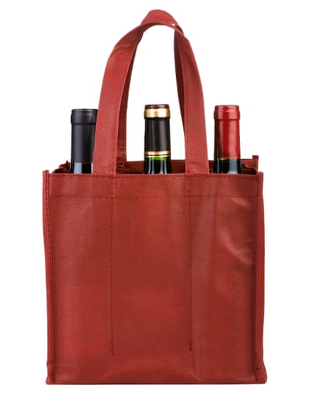 A bag with bottles of wine