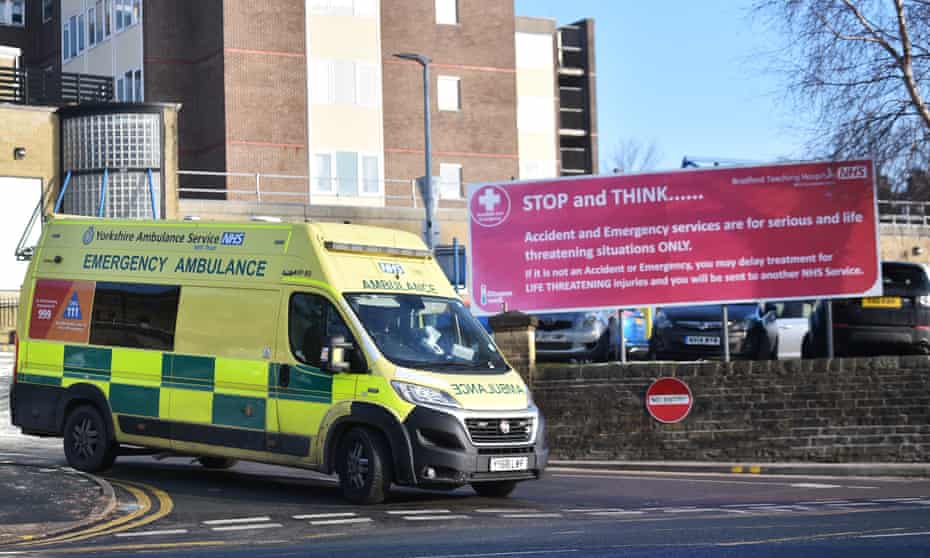 An ambulance leaves Bradford Royal Infirmary