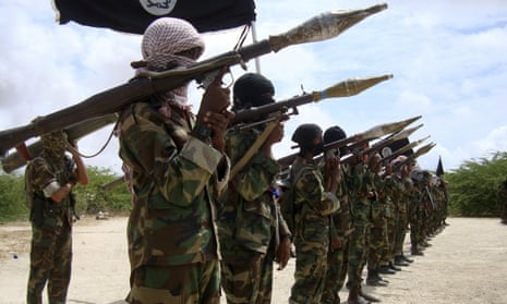 A file photo of Al Shabaab militants parading new recruits after arriving in Mogadishu.