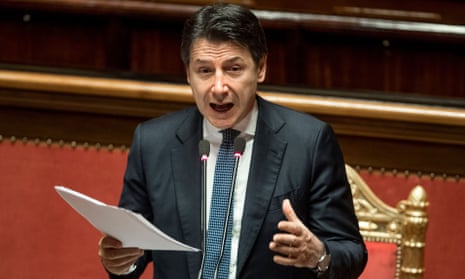 Italy’s Giuseppe Conte speaks at senate meeting in Rome