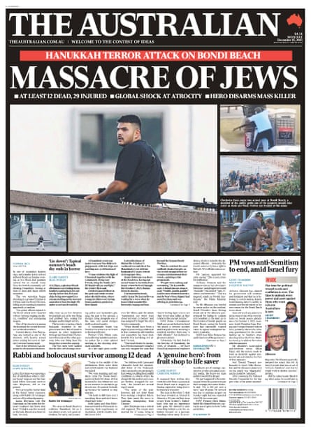 The Australian front page on Monday.