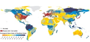 A global map of the ecological value of roadless areas