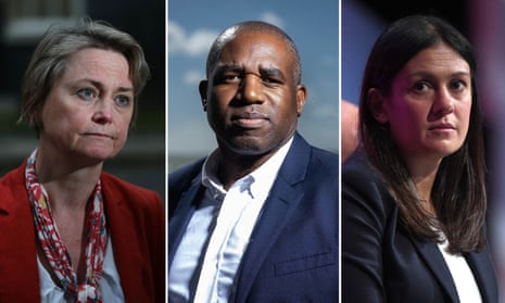 Yvetter Cooper, David Lammy, and Lisa Nandy, named by Keir Starmer as members of his shadow cabinet.