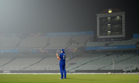 David Willey stands alone after the match, taking in his surroundings