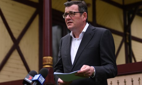 Victorian premier Daniel Andrews at a press conference in Melbourne