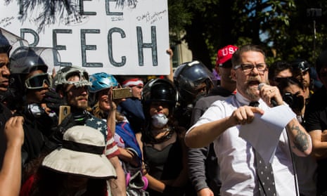 Speaking out … A pro-Trump rally in Berkeley, California.