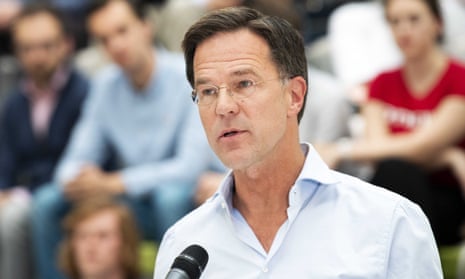 Mark Rutte, the centre-right Dutch PM, speaking in Barendrecht