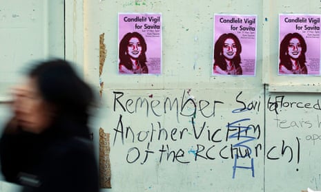 A 2012 poster advertising a memorial for Savita Hallapanavar.