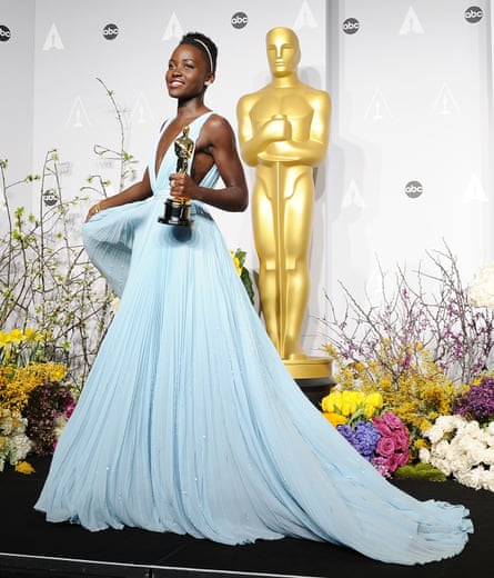 Lupita Nyong’o poses in the press room at the 86th annual Academy Awards