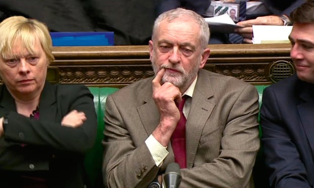 Corbyn with Angela Eagle and Andy Burnham in the House of Commons in February