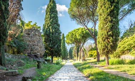 The Appian Way south of Rome, with original Roman flagstones.
