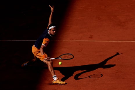 Daniel Altmaier of Germany plays a forehand.
