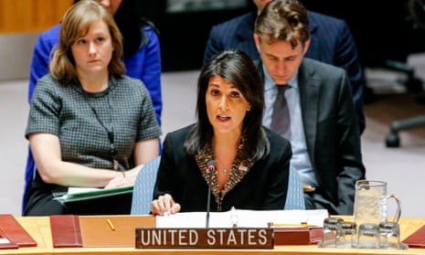 Nikki Haley speaks during a UN security council meeting on 18 December in New York