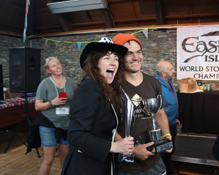 This year's winners Abbey McDonald and Liam Knight show off their trophies.