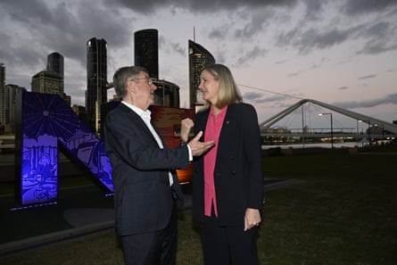 IOC president Thomas Bach (left) and president-elect Kirsty Coventry talk whilst in Brisbane in May for the first in-country talks between members of the IOC and organisers of the 2032 Olympic and Paralympic Games.