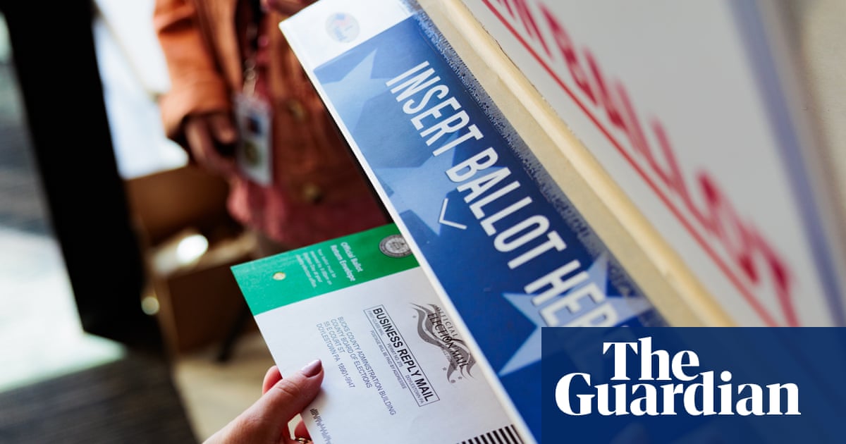 USPS truck preparing for its new role as Trump’s Official Ballot Gatekeeping Service, because what elections really needed was a presidential doorman.