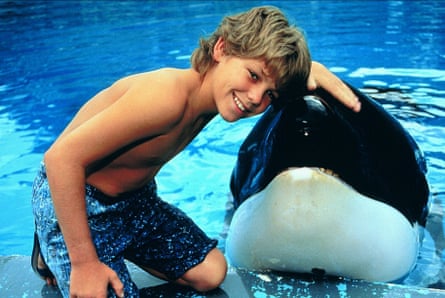 Jason James Richter with Keiko the orca whale in Free Willy.