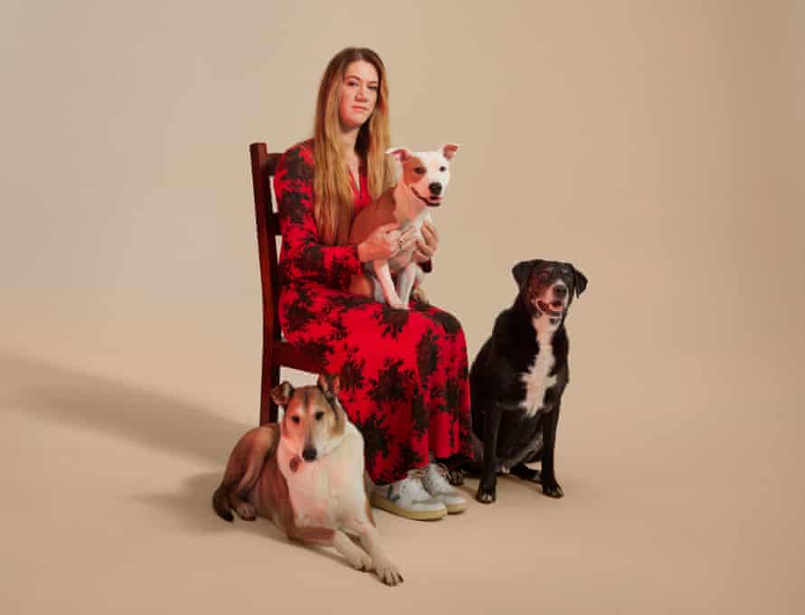 Louise with dogs from left to right: Pip (Louise’s dog) Rebel on lap and Bowie on right.