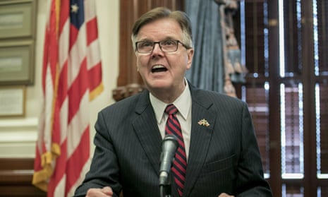 Dan Patrick speaks at a news conference in Austin, Texas, on 21 June 2019. 
