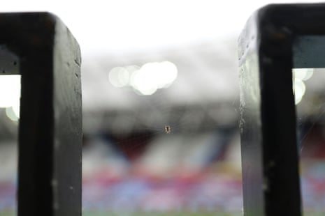 A spider inside the stadium before the match between West Ham and Burnley at the London Stadium.