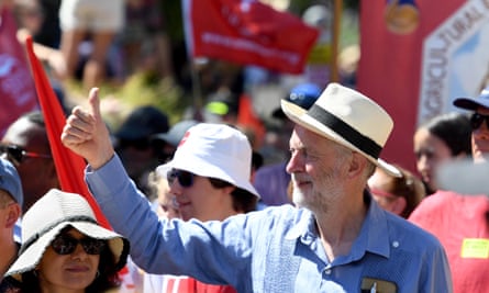 Jeremy Corbyn leads the parade at the Tolpuddle Martyrs festival in Dorset