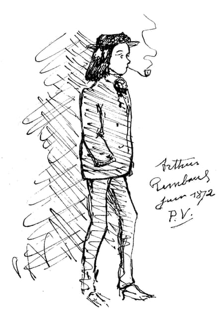Paul Verlaine’s sketch of Arthur Rimbaud smoking a pipe in 1872.