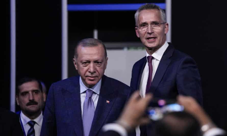 Turkish President Recep Tayyip Erdogan, second left, and Nato Secretary General Jens Stoltenberg
