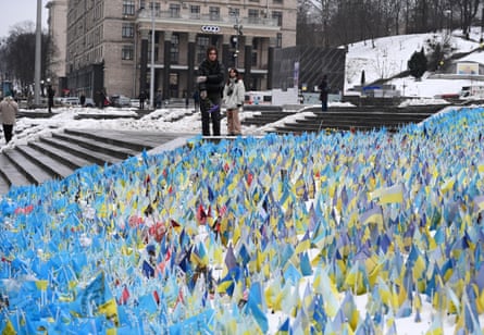 Flags bearing the names of fallen soldiers in Kyiv, January 2024