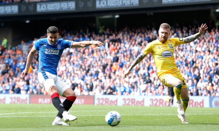 Rangers’ Antonio-Mirko Colak (left) fires in the opening goal of the game against Kilmarnock.