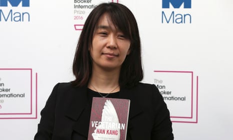 Han Kang with her Man Booker International Prize-winning novel The Vegetarian