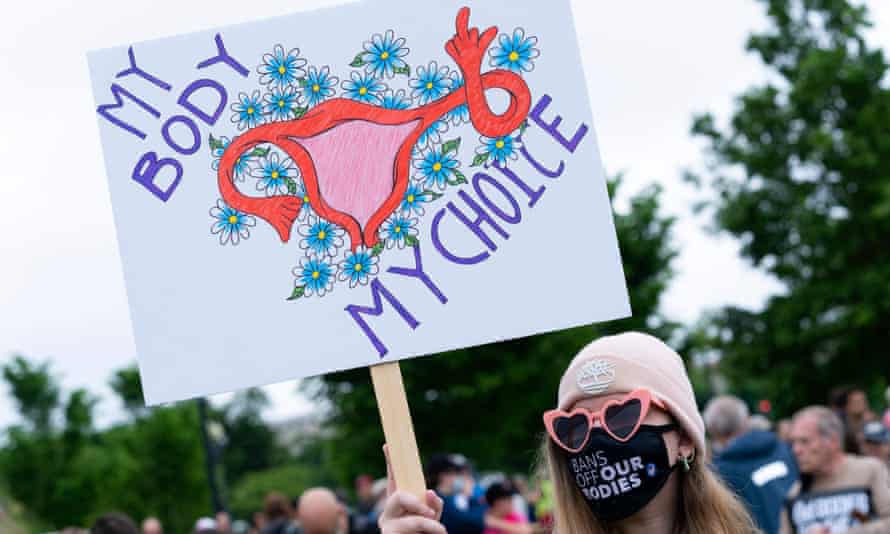 Abortion rights activist rally at the Washington Monument before a march to the US Supreme Court in Washington, DC