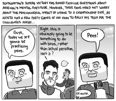 David Squires cartoon on the FA Cup quarter finals in 2026, panel 4