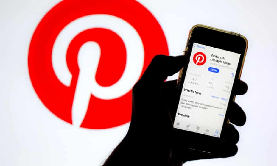 A Pinterest logo displayed on a smartphone screen