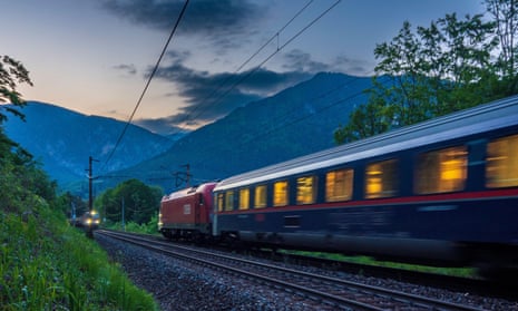A Nightjet train rushes through Austria.