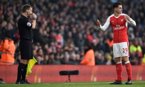 Arsenal’s Granit Xhaka looks dejected after being sent off against Burnley on Sunday.