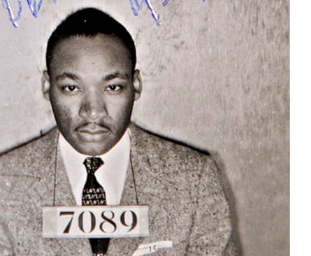 Hints of scorn and rage … Martin Luther King Jr’s mugshot.